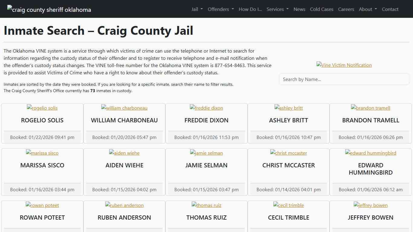 Inmate Search Craig County Sheriff's Office